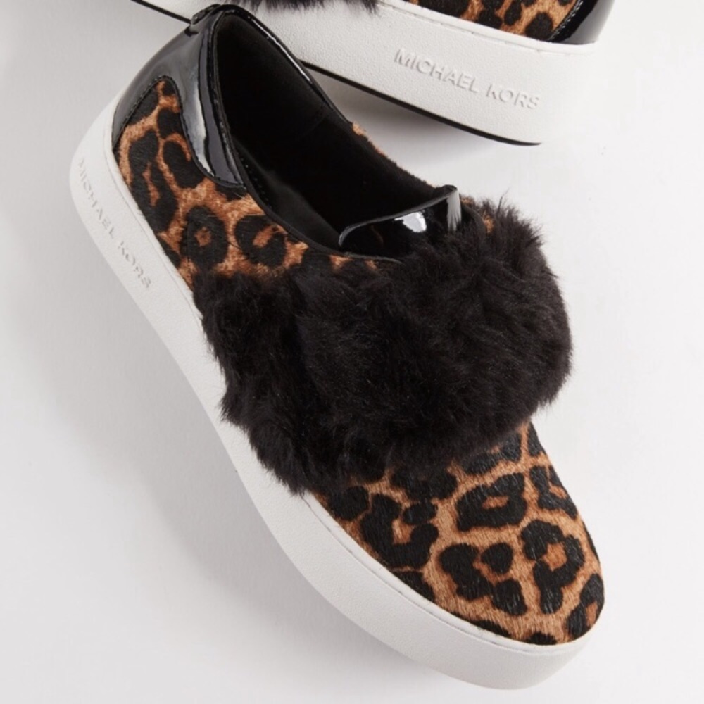 Michael Kors Maven Fur Cheetah Sneakers.